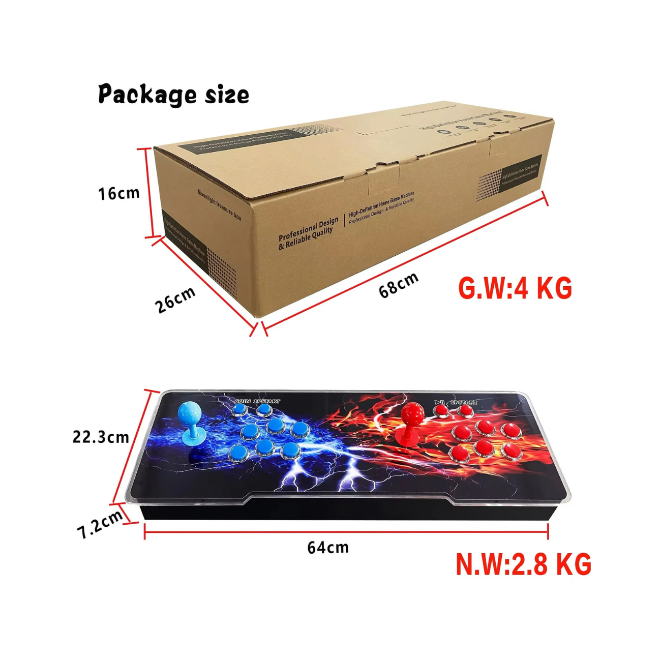 Tablero arcade, HD 26800 en 1, retro Arcade Gaming stick de videojuegos, nuevo diseño 3D
