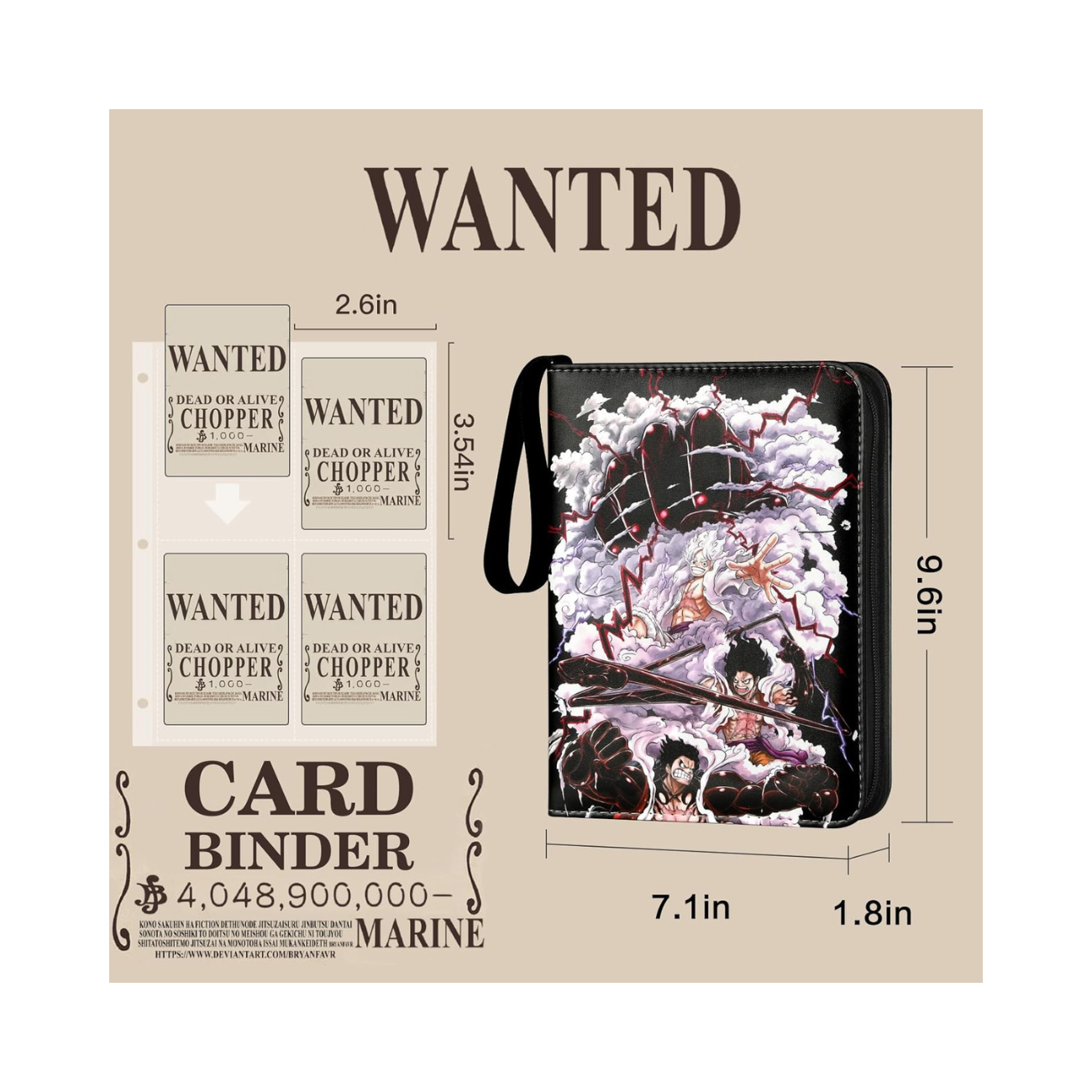 Carpeta de tarjetas - TCG Anime One Piece - 4 bolsillos, carpeta de tarjetas 440 bolsillos, soporte para tarjetas con 55 fundas extraíbles