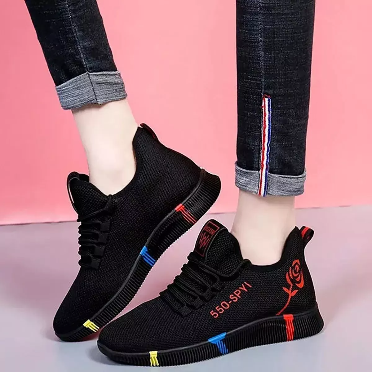 Zapatos De Tenis Elásticos Casuales Transpirable Para Mujer.