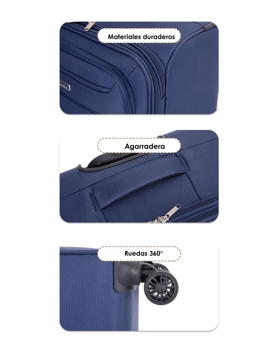  Juego De Equipaje De Viaje 3 Piezas Maleta 18" , Bolso Y Neceser 