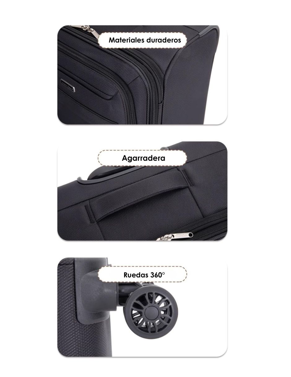  Juego De Equipaje De Viaje 3 Piezas Maleta 18" , Bolso Y Neceser 