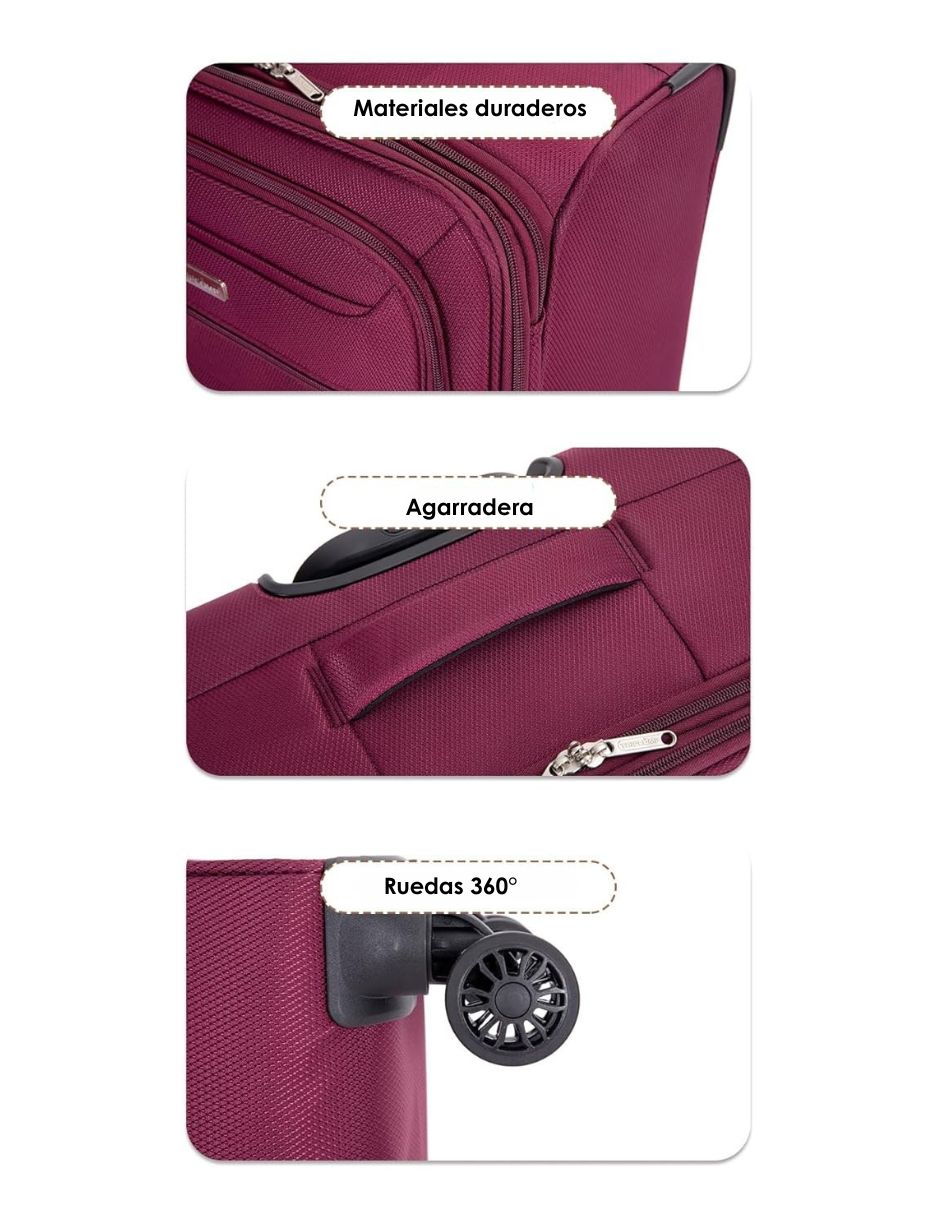  Juego De Equipaje De Viaje 3 Piezas Maleta 18" , Bolso Y Neceser 