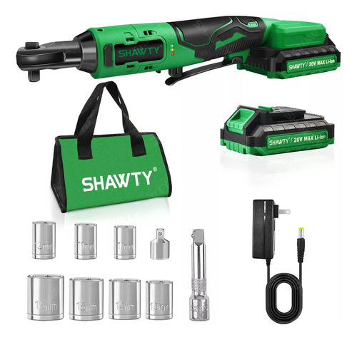 SHAWTY Matraca De Impacto Eléctricas, 20V Pistolas Llave De Impacto Inalámbricas De 3/8 Pulgadas, Llave de Impacto Con 2.0Ah Batería, 65N.m Y 7 Enchufes y Bolsa de Herramientas
