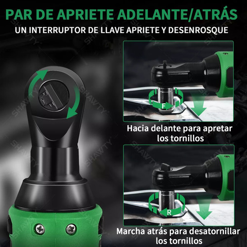 SHAWTY Matraca De Impacto Eléctricas, 20V Pistolas Llave De Impacto Inalámbricas De 3/8 Pulgadas, Llave de Impacto Con 2.0Ah Batería, 65N.m Y 7 Enchufes y Bolsa de Herramientas