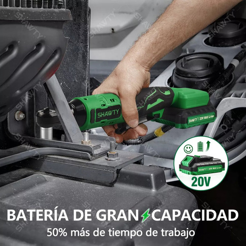 SHAWTY Matraca De Impacto Eléctricas, 20V Pistolas Llave De Impacto Inalámbricas De 3/8 Pulgadas, Llave de Impacto Con 2.0Ah Batería, 65N.m Y 7 Enchufes y Bolsa de Herramientas
