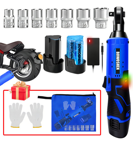 Llave De Impacto Inalámbrico Pistola De Impacto 3/8 2batería Matraca Eléctrica 110V/220V BOWOSHEN