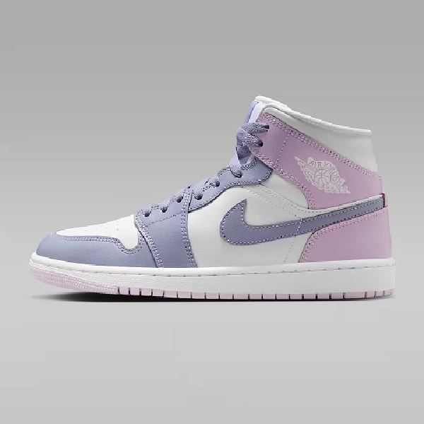 Tenis Jordan 1 Mid Blanco/lila Mujer Tallas #24.5 al #26.5