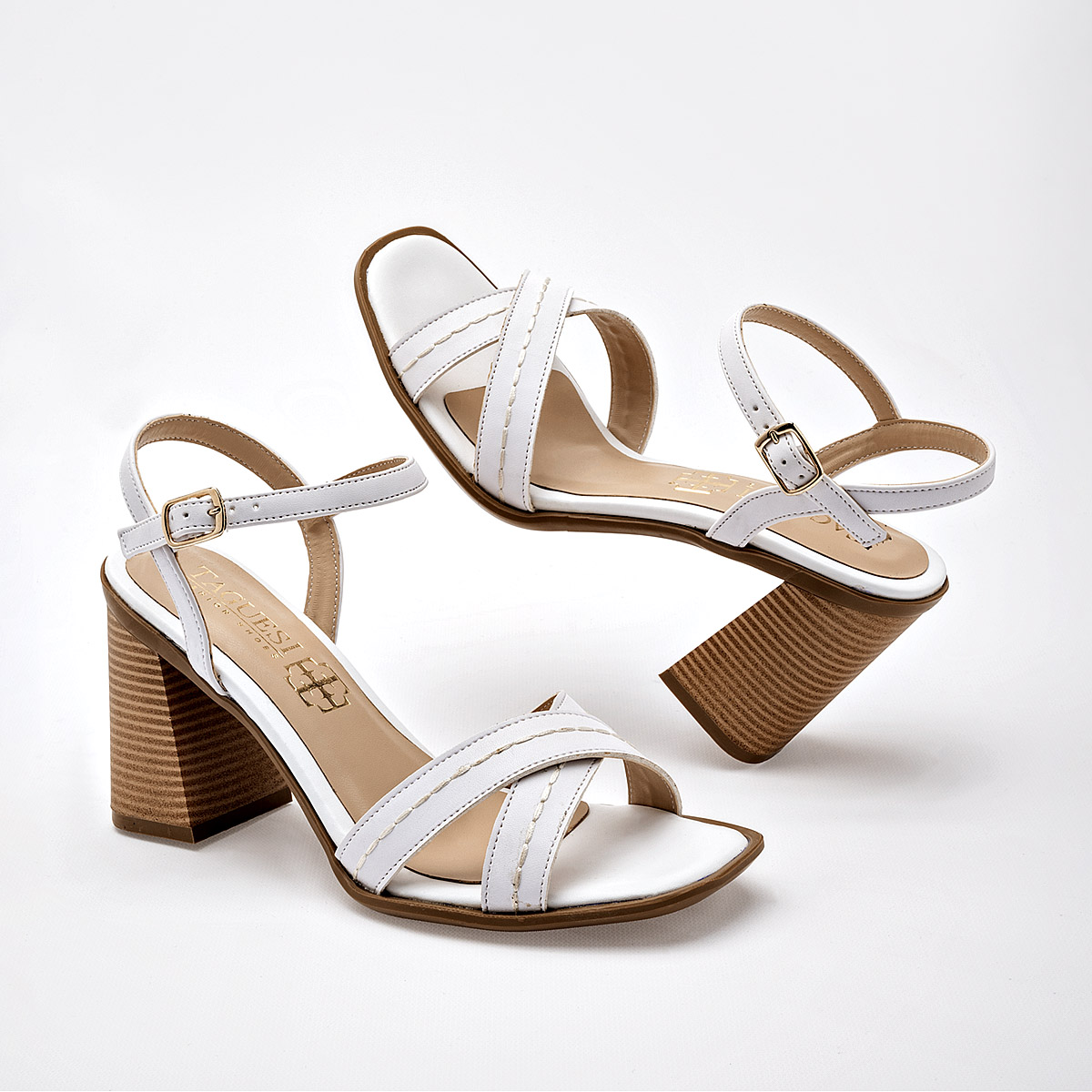 ZAPATILLA TACON 8 CM MUJER TAGUESI 327144 BLANCO 