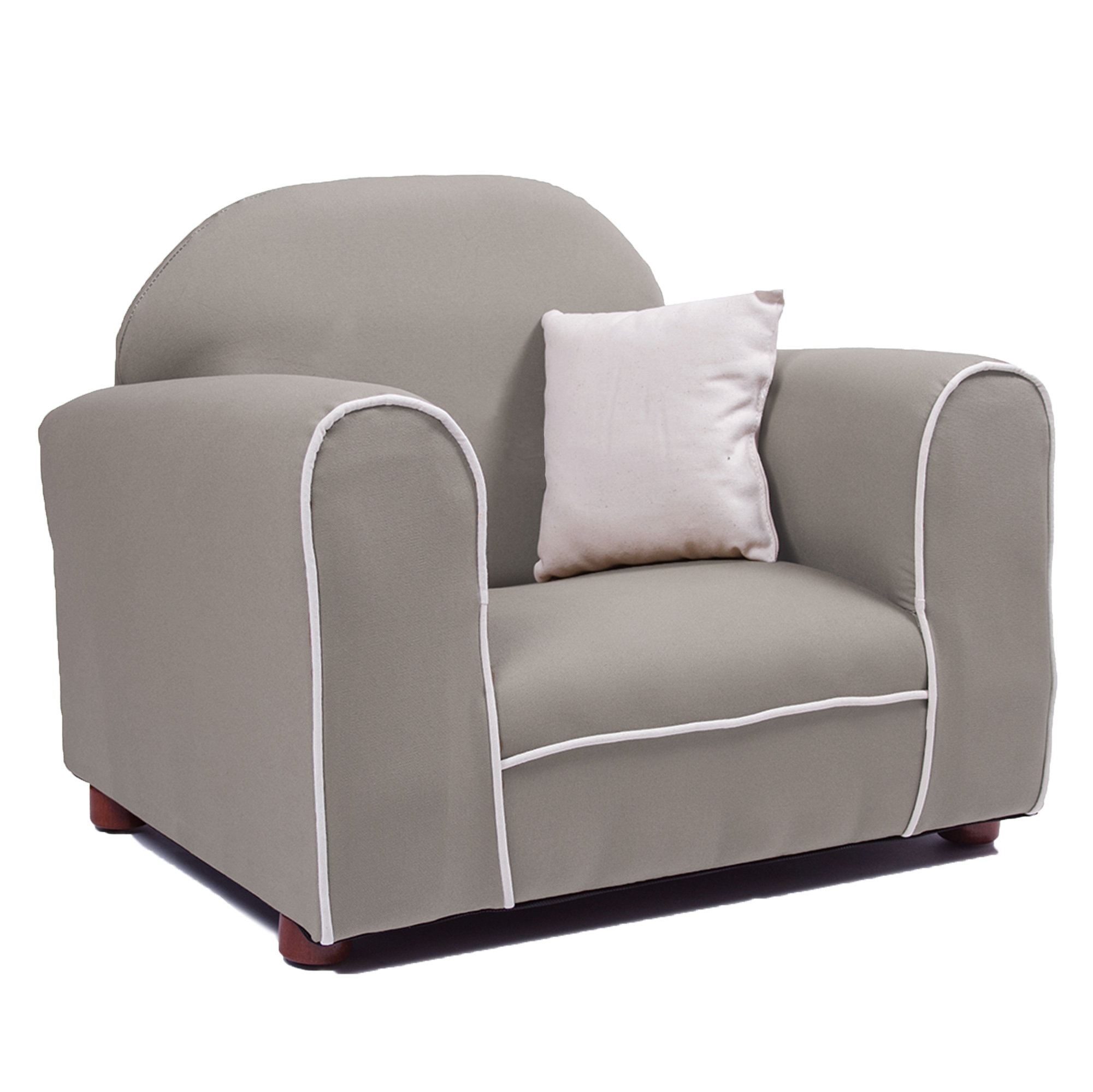 Sofá infantil realístico Keet en algodón orgánico grey ambiente saludable: Estructura y base de madera sólida, ergonómico y suave al tacto