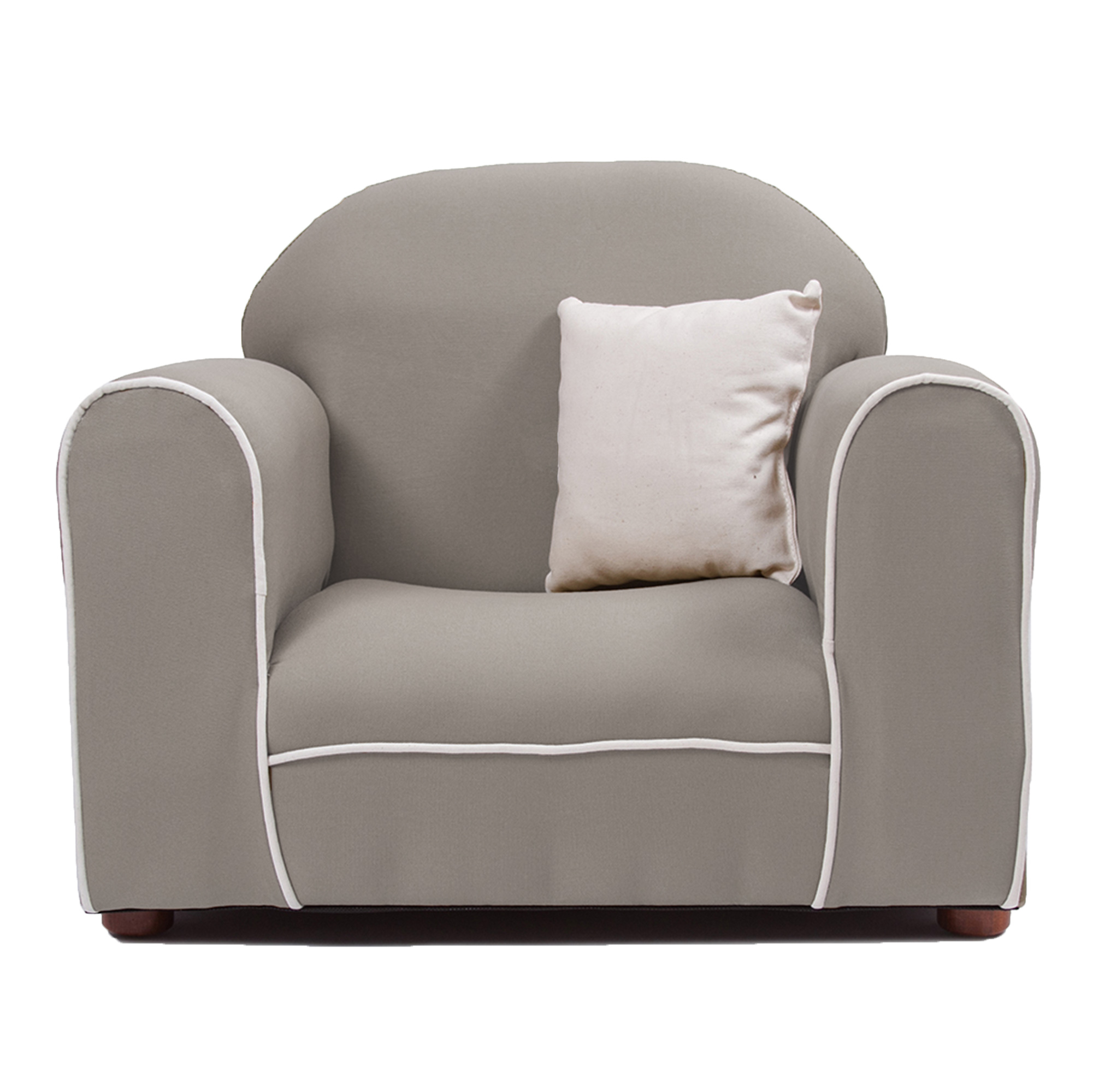 Sofá infantil realístico Keet en algodón orgánico grey ambiente saludable: Estructura y base de madera sólida, ergonómico y suave al tacto