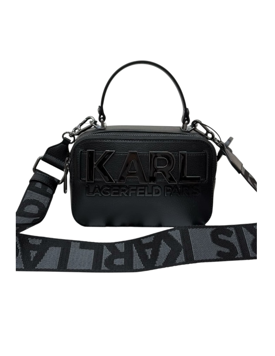 Bolsa Crossbody Karl Lagerfeld Paris de piel color negro 
