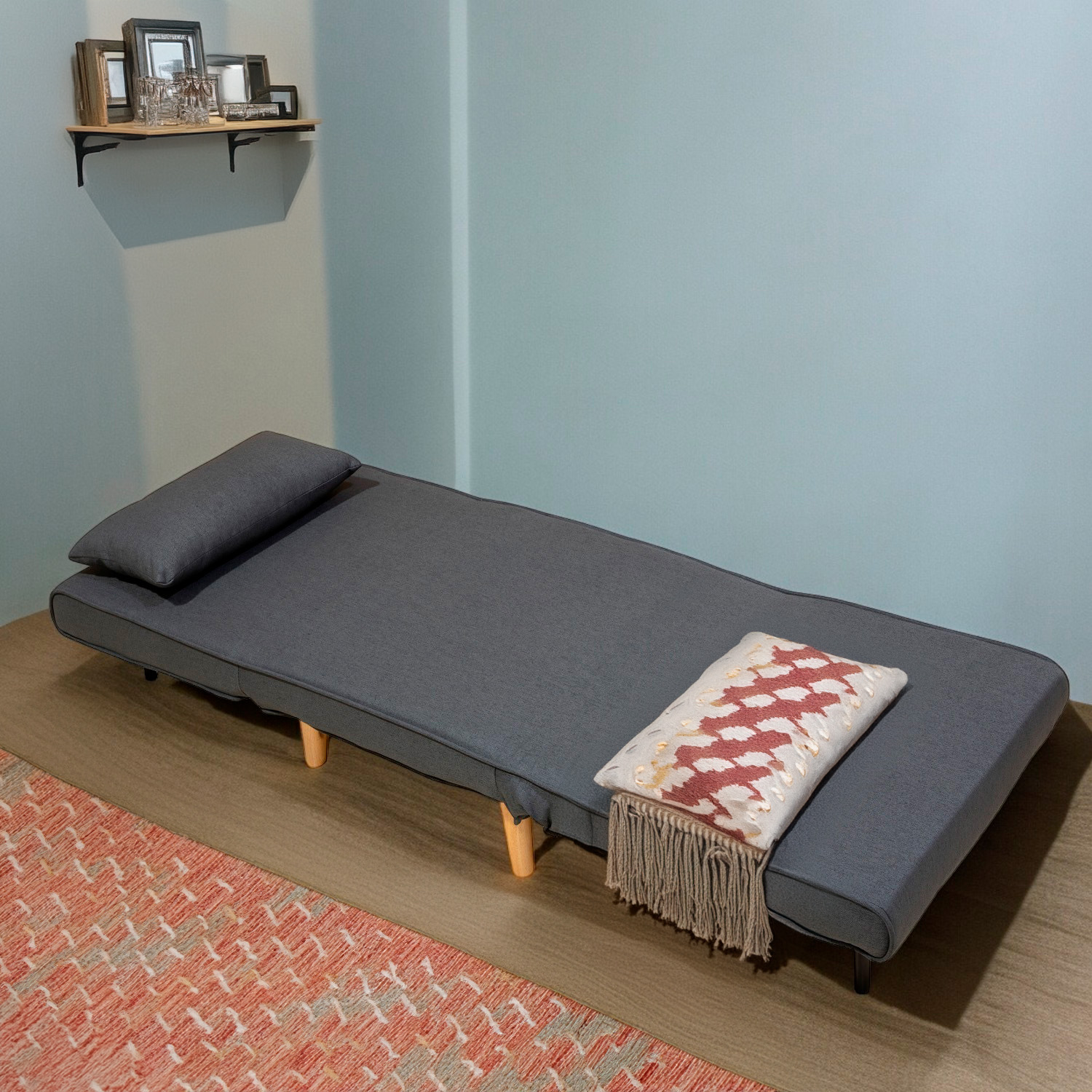Ilios Innova | Sofá Cama Plegable Individual | Resistente y Elegante Sillón Armable Convertible con Estructura de Madera con cojín