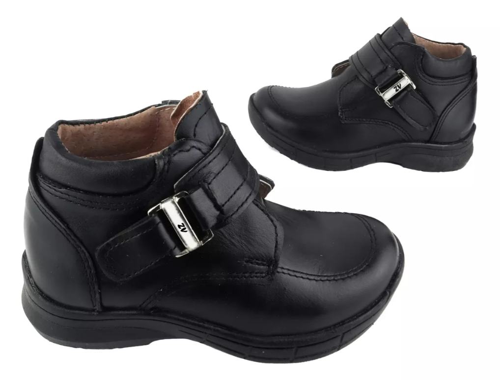 Zapato Niño Escolar Negro 100% Piel Arco Ortopédico 1022-2-n (12.0 - 21.0).