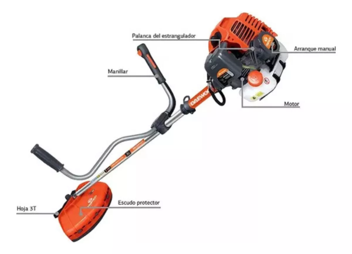 Desbrozadora De Césped Motor A Gasolina 52 Cc De Dos Tiempos