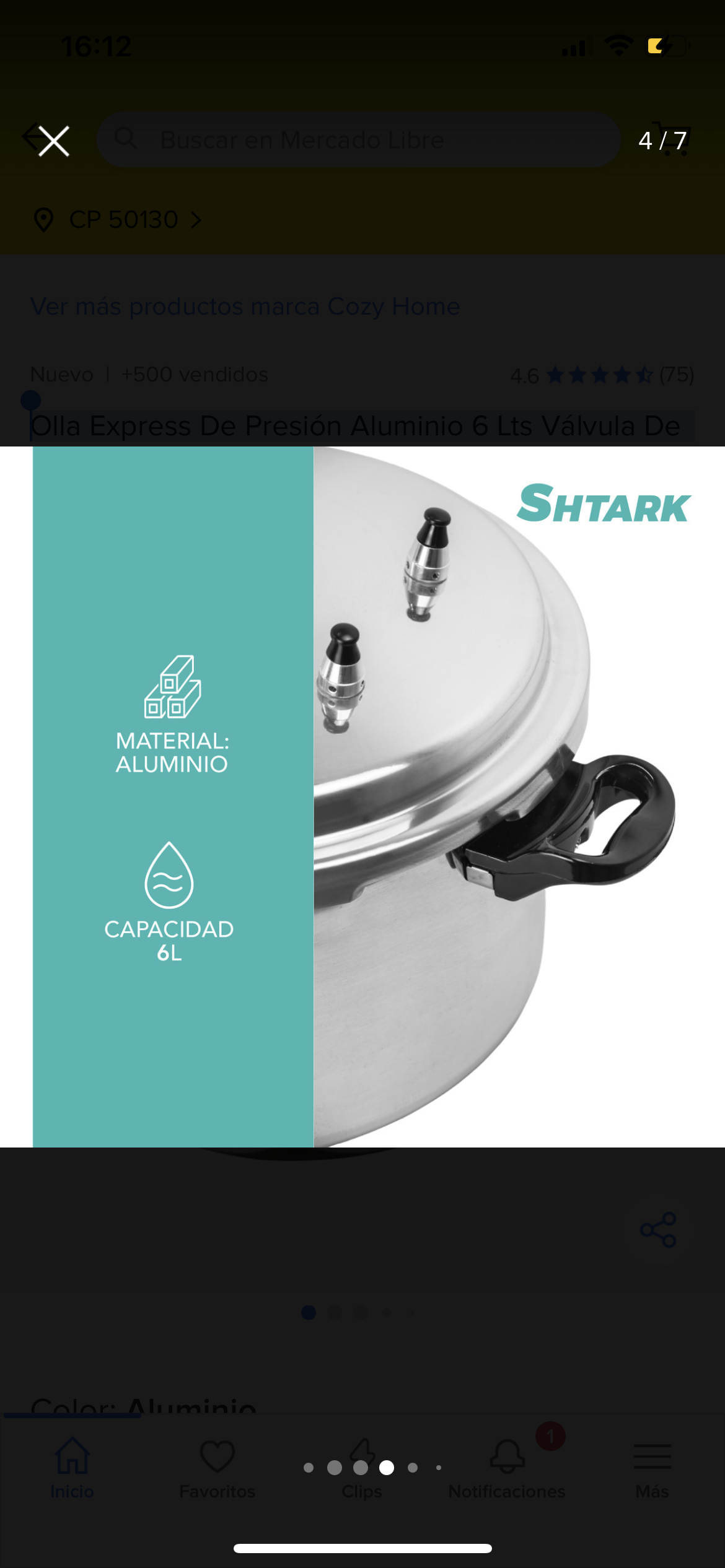 Olla Express De Presión Aluminio 6 Lts Válvula De Seguridad