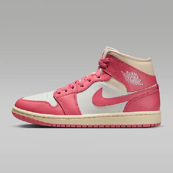 Tenis Air Jordan 1 Mid Beige/rosa Mujer Tallas #22 al #27.5