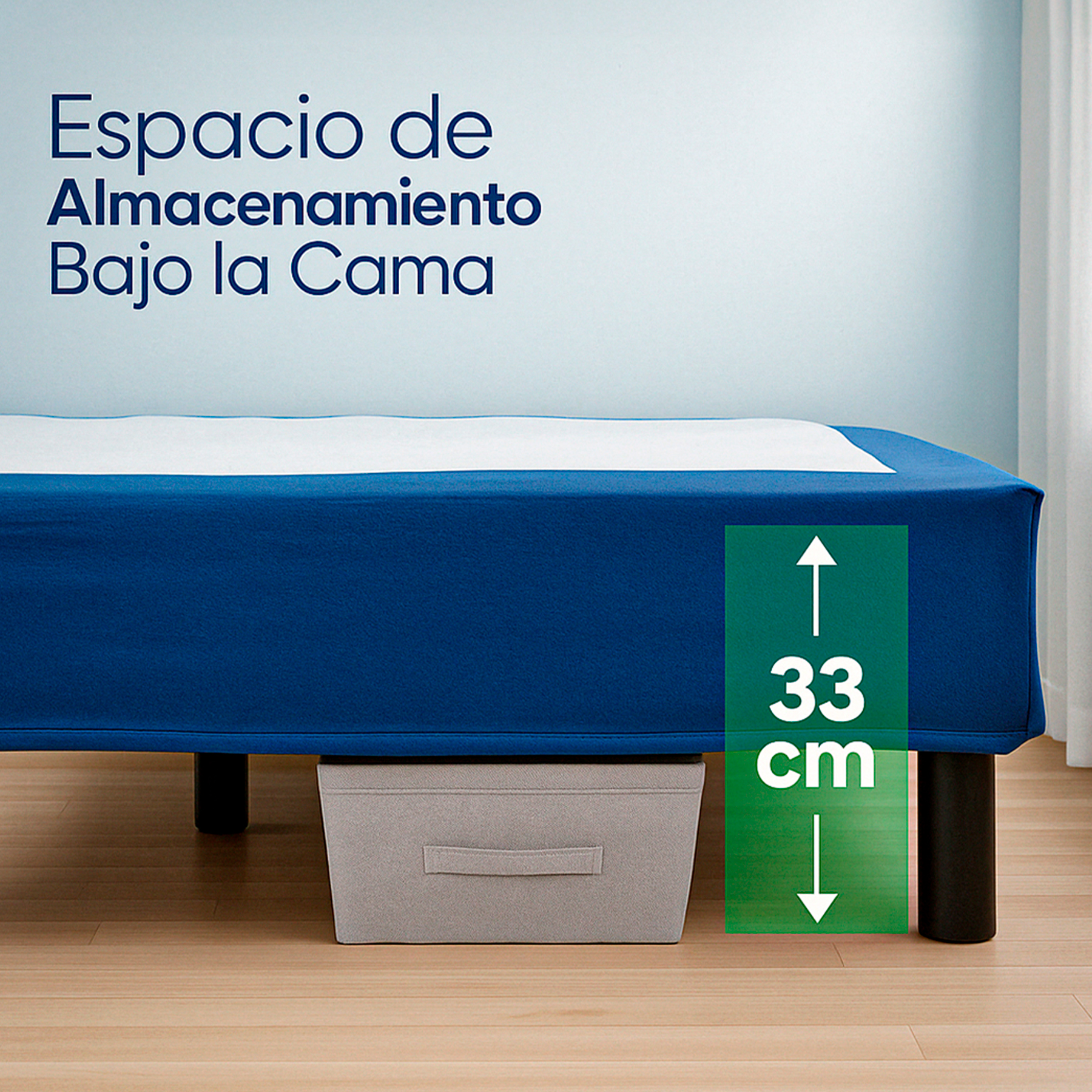 HOKINS Base Cama Queen Size de Metal con Láminas de Madera Flexibles 150 × 190 × 36 cm, Estructura de Acero Inoxidable incluye Protector