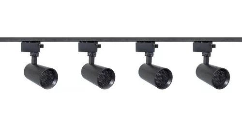 Lampara Riel Led 7w Kit 4 Lamparas Col. Negro Luz Cálida Jwj