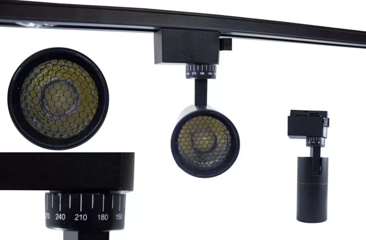 Lampara Riel Led 7w Kit 4 Lamparas Col. Negro Luz Cálida Jwj