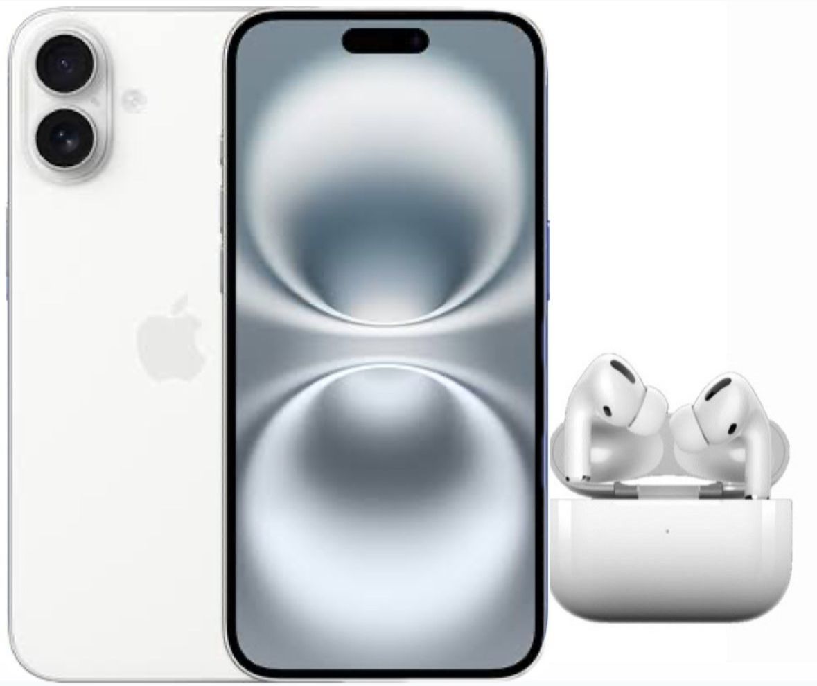 Apple iPhone 16 Plus color Blanco 128GB Reacondicionado mas Audífonos Inalámbricos
