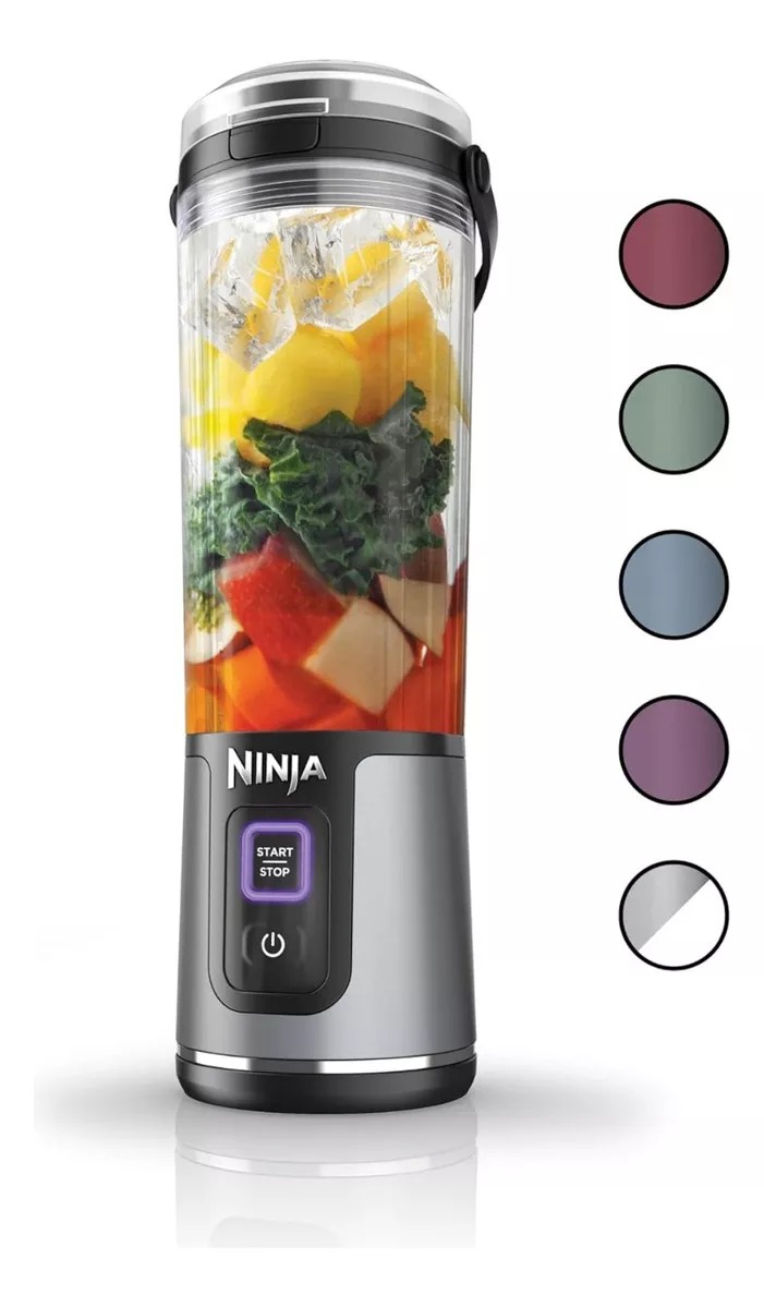 Licuadora portátil Ninja BC151 con USB negra y vaso de plástico