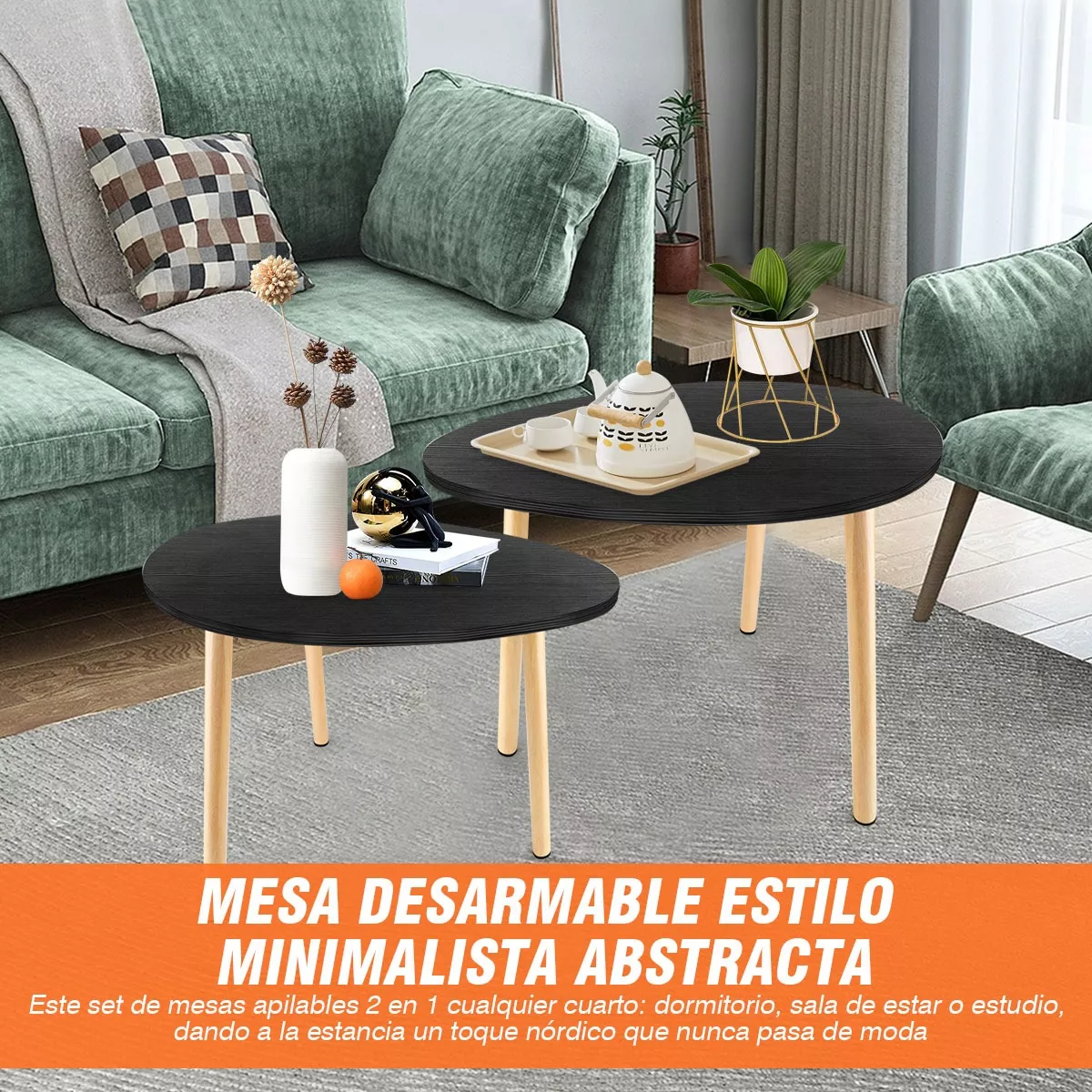 Mesa De Centro Minimalista De Madera Mesa Lateral 65x45cm