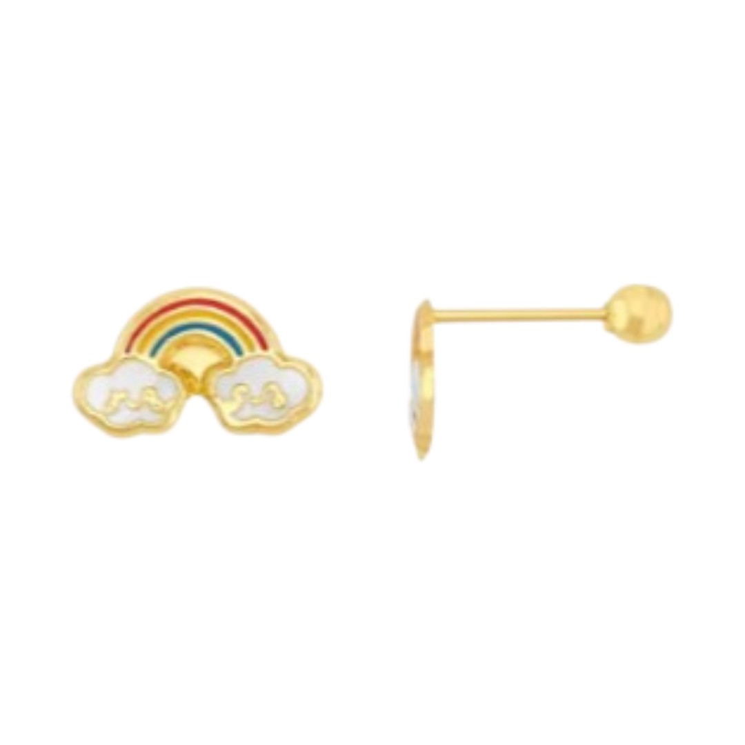 Broqueles Arcoíris Oro 10 Kilates + Obsequio