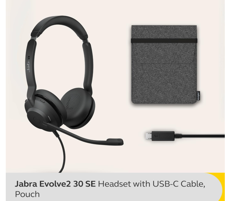 Jabra Auriculares Evolve 20 MS Stereo, Alámbrico, Bluetooth, USB-C, Negro