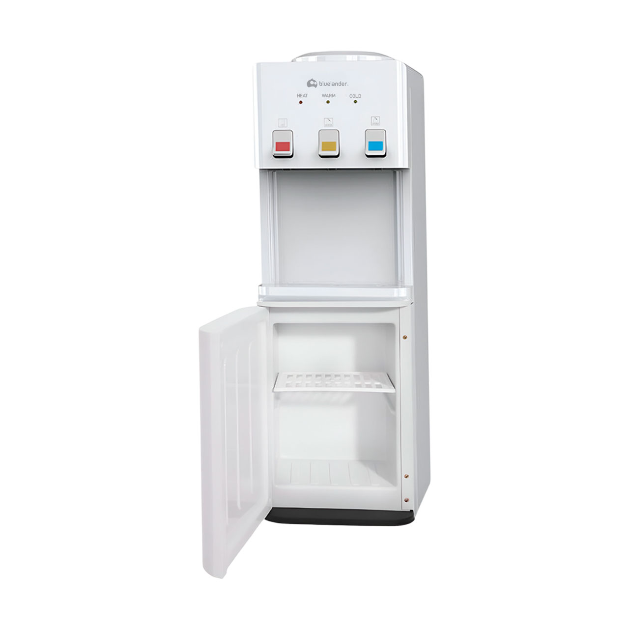 Dispensador de Agua Fría y Caliente, 3 Ajustes de Temperatura, Gabinete de Almacenamiento, Blanco Bluelander