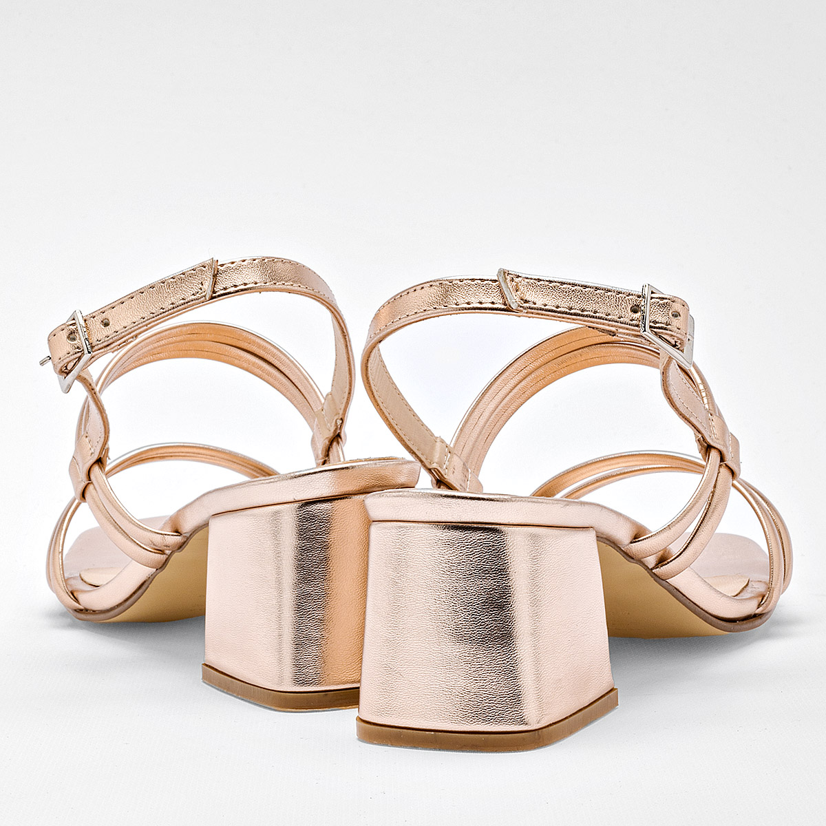 ZAPATILLA TACON 6 CM MUJER MARIANA VALLE 9704 ORO ROSA NAPA METALICA 