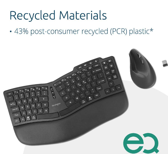 Kit de Teclado y Mouse Kensington Pro Fit Ergo KM675 EQ, Receptor USB, Color Negro