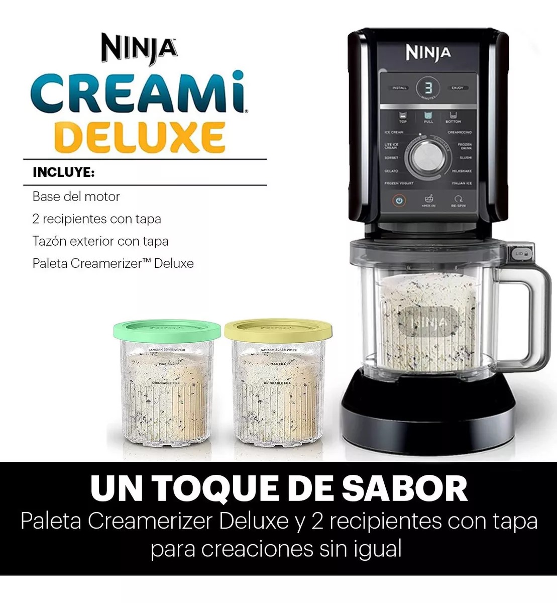 Máquina de helados Ninja CN501CO Máquina De Helados capacidad de 709mL negra 127V