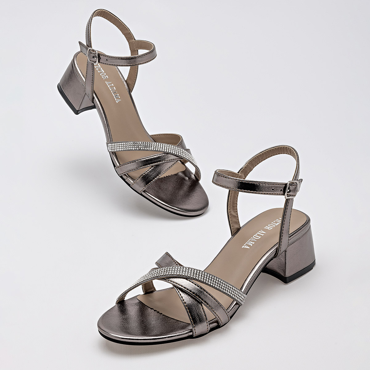 ZAPATILLA TACON 4 CM MUJER VICTOR ALDAMA RK01 GRIS 