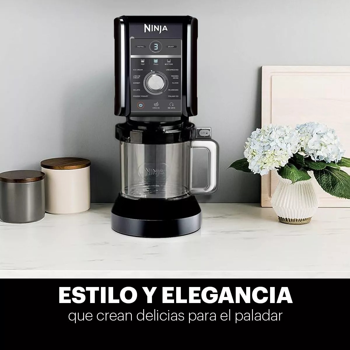 Máquina de helados Ninja CN501CO Máquina De Helados capacidad de 709mL negra 127V