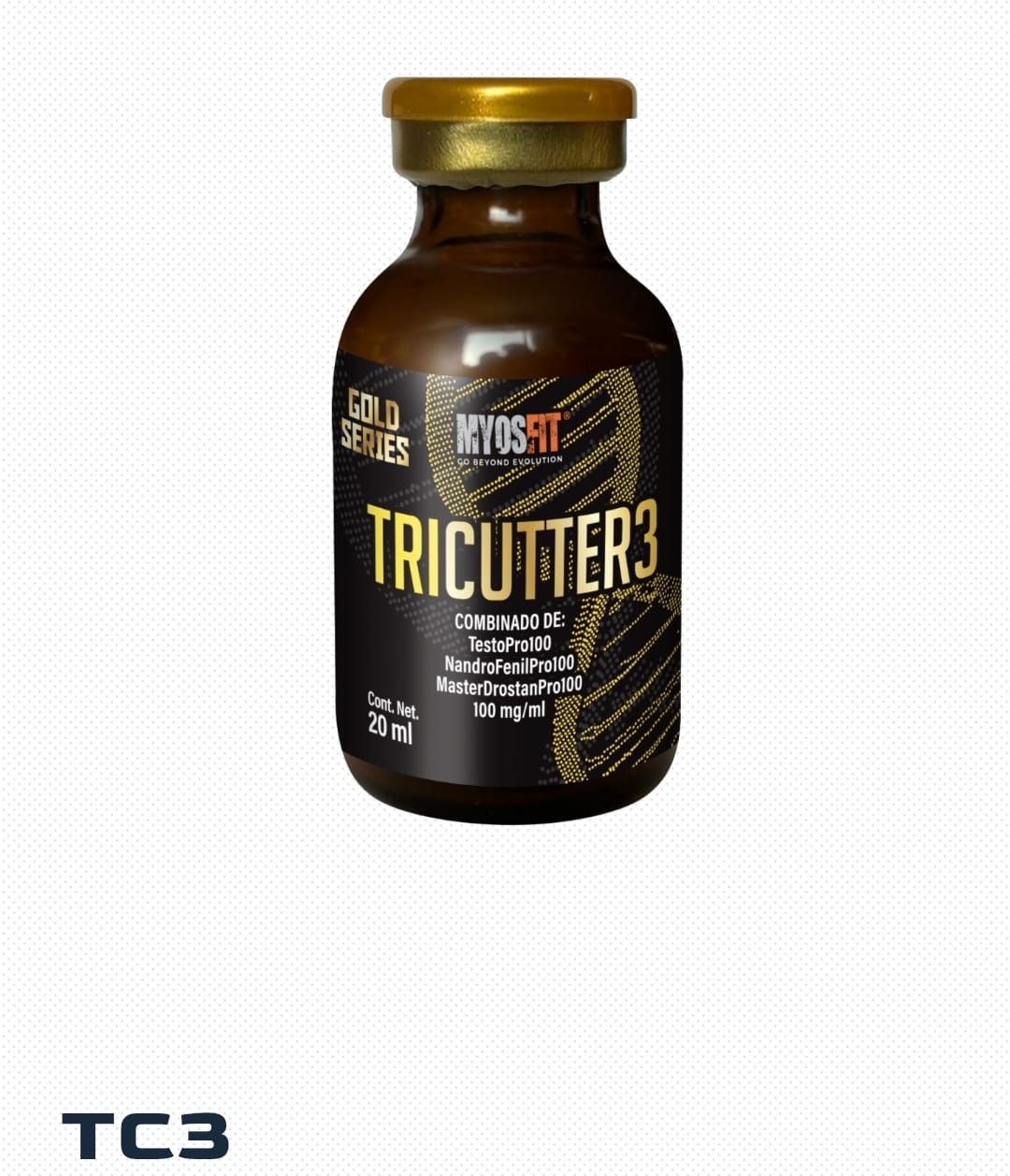 TC3 TRICUTTER3 - Testo/Nandro/Drosta Propionato - Inyectable - 100mg/ml 20ml - Myosfit Gold Series - Corte extremo con músculo duro, definido y sin retención