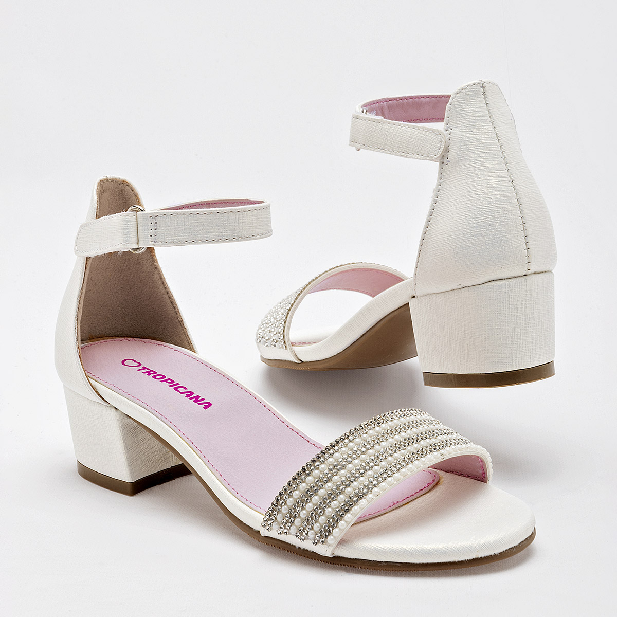 ZAPATILLA TACON 4 CM MUJER TROPICANA TR592003 BLANCO PLATA 