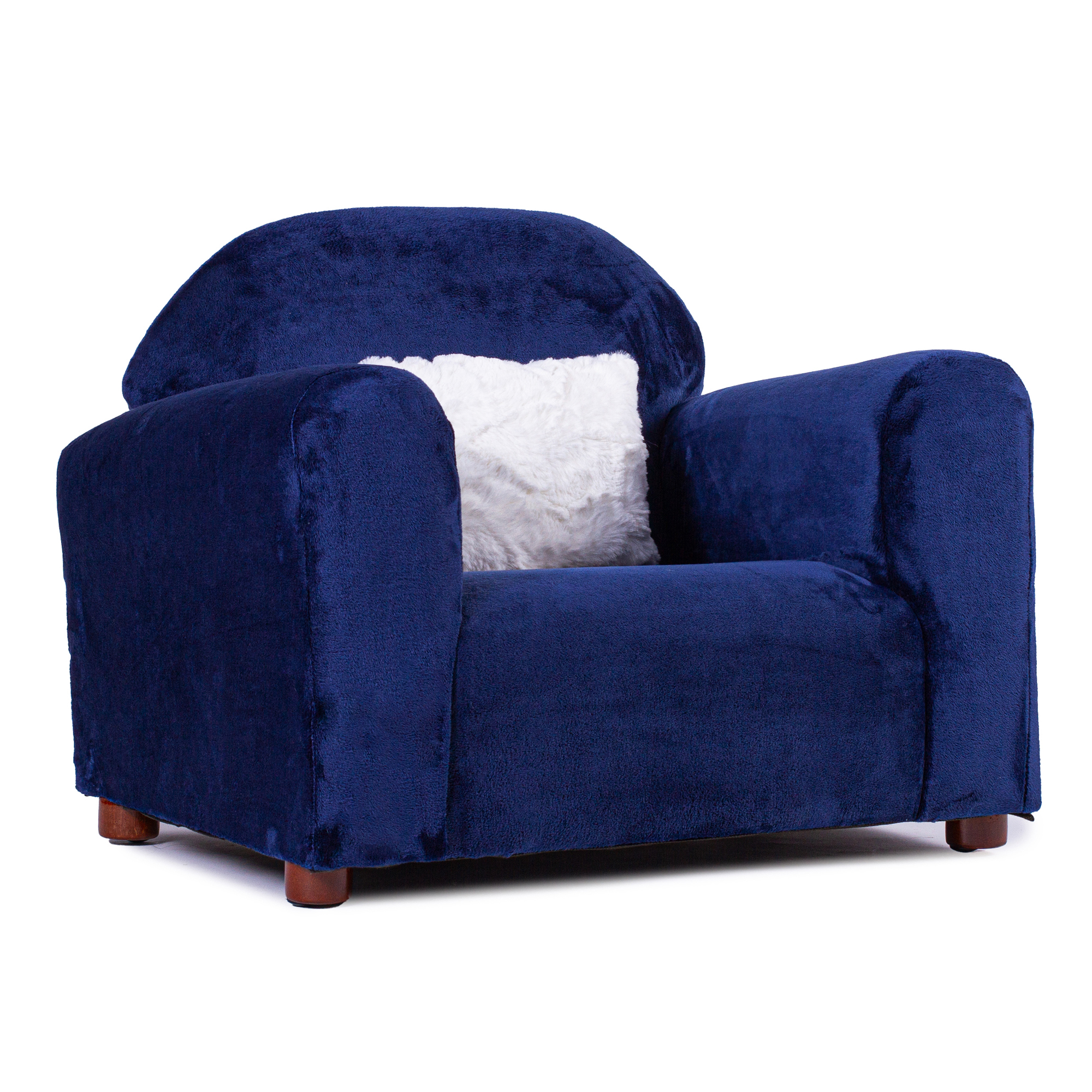 Sofá infantil Keet; Mueble realístico individual con estructura y base de madera sólida, ergonómico y suave al tacto. Incluye almohada de decoración soft plush