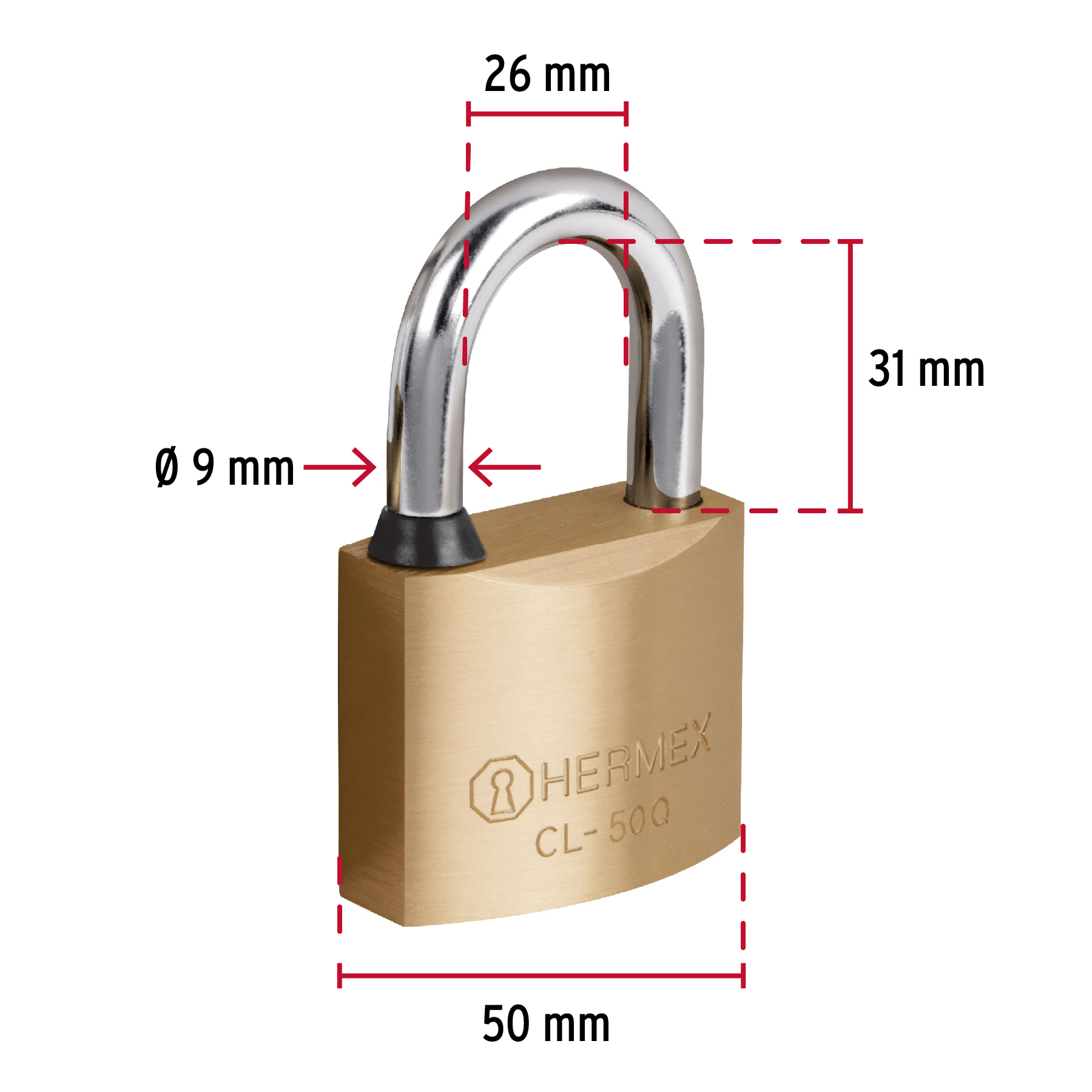 Candado de latón, 60mm, gancho corto,llave de puntos,blister