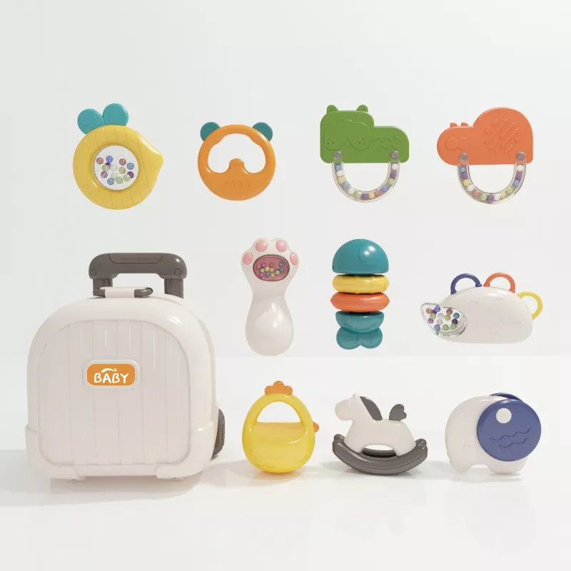 Juguetes De Sonajero Mordedor Molar Caja Trolley + 10 Piezas