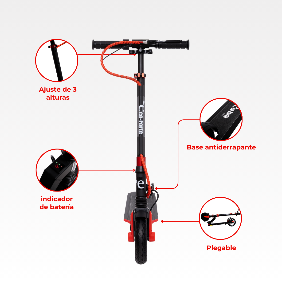 Scooter Patín Eléctrico Eco-forte Plegable 180w 24v 15km/h Negro