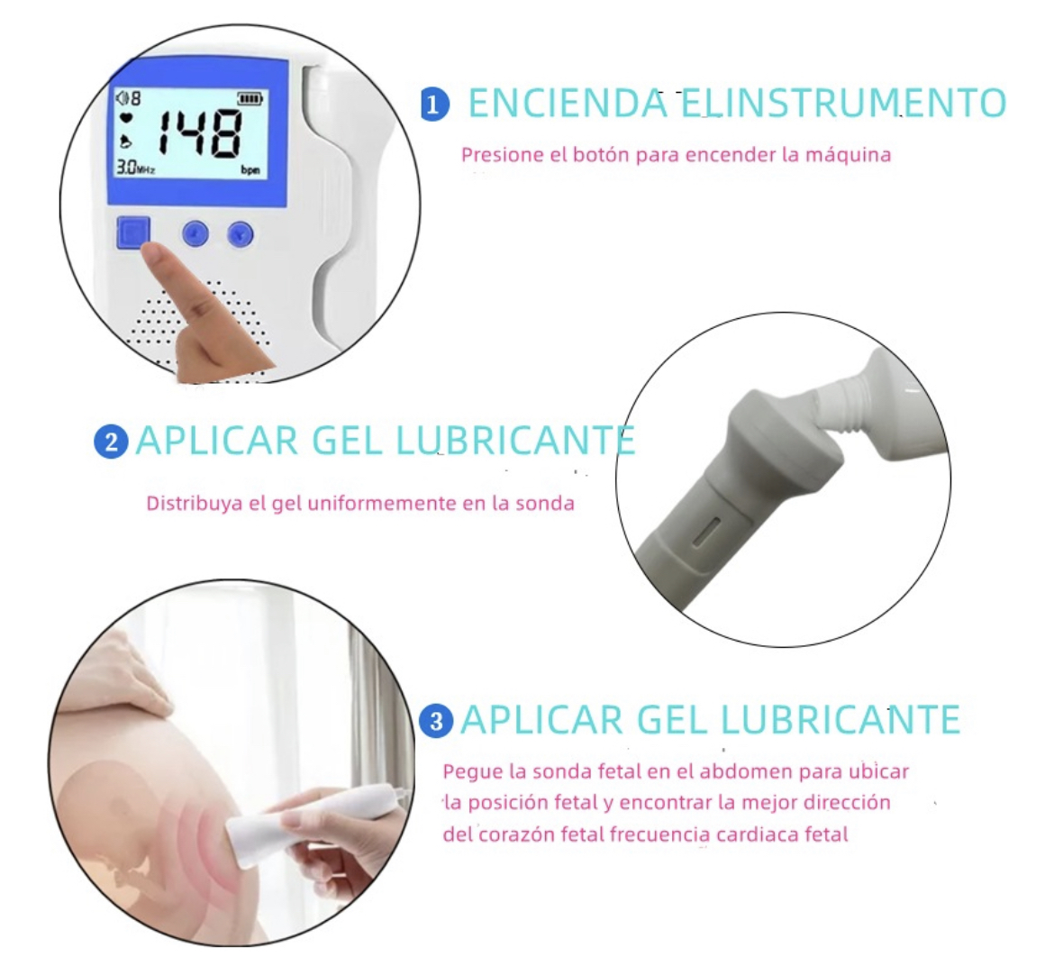 Detector De Frecuencia Cardíaca Fetal Doppler +gel  Batería