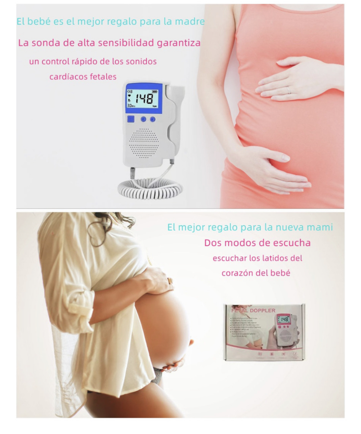 Detector De Frecuencia Cardíaca Fetal Doppler +gel  Batería