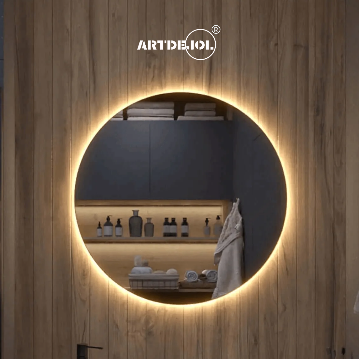 Espejo Led Luz Cálida Circular Diámetro 70 cm Imagen Hd