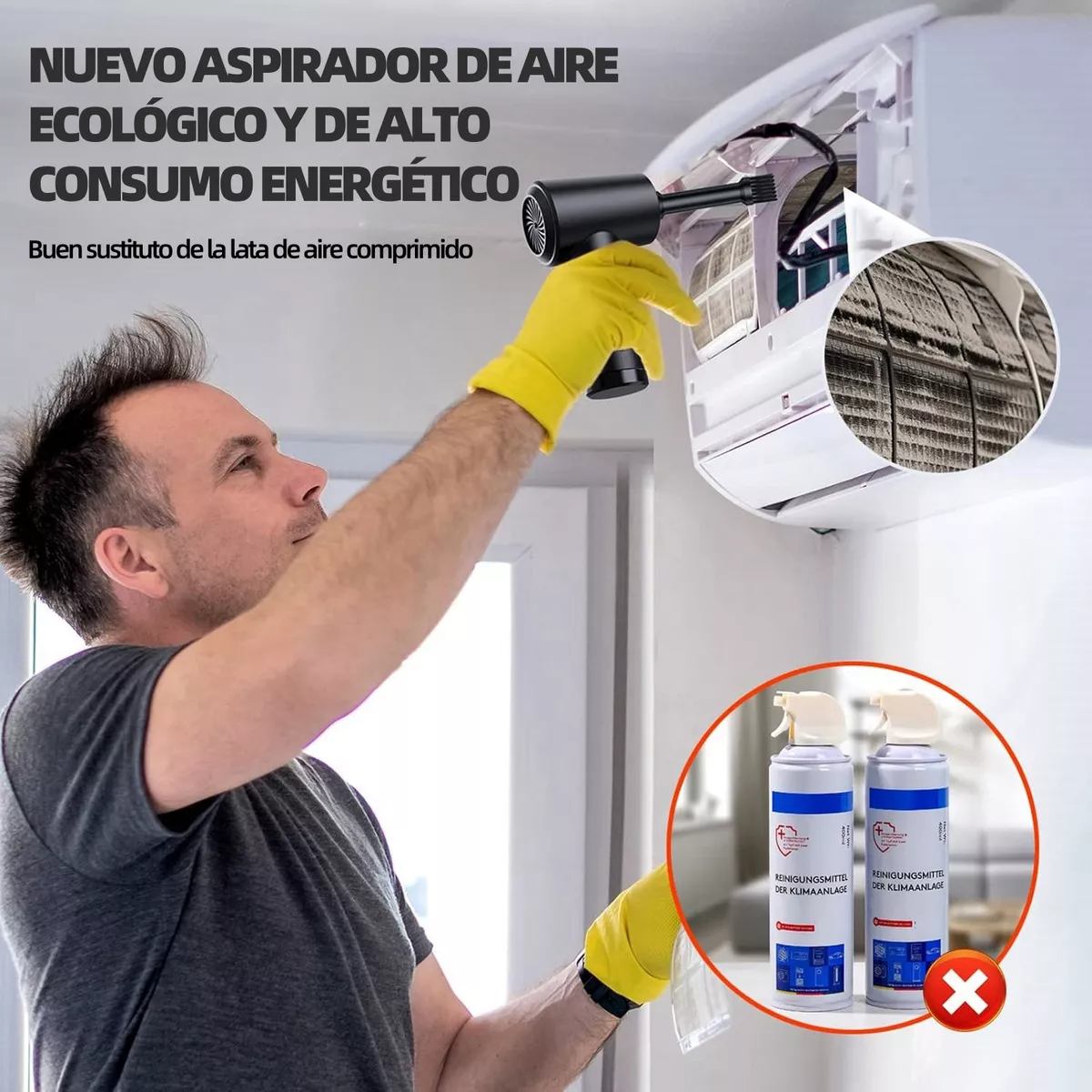 Kits Inalámbricos De Limpieza De Aire Comprimido Pórtatil Soplador De Aire 3 Modos 91000rpm Con Led 7600mah Para Limpiar Teclado Pc Auto Cámara Hogar Y Encender Parilla Inflar Pelotas De Yoga