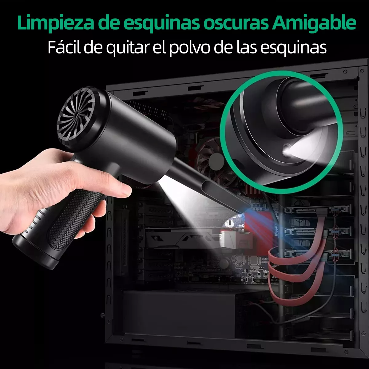 Kits Inalámbricos De Limpieza De Aire Comprimido Pórtatil Soplador De Aire 3 Modos 91000rpm Con Led 7600mah Para Limpiar Teclado Pc Auto Cámara Hogar Y Encender Parilla Inflar Pelotas De Yoga