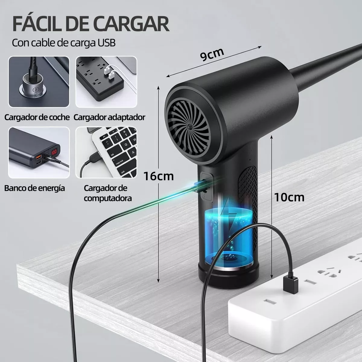 Kits Inalámbricos De Limpieza De Aire Comprimido Pórtatil Soplador De Aire 3 Modos 91000rpm Con Led 7600mah Para Limpiar Teclado Pc Auto Cámara Hogar Y Encender Parilla Inflar Pelotas De Yoga