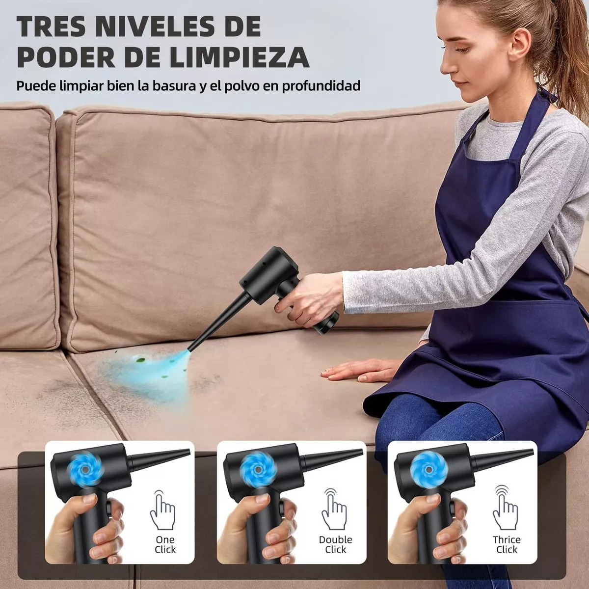 Kits Inalámbricos De Limpieza De Aire Comprimido Pórtatil Soplador De Aire 3 Modos 91000rpm Con Led 7600mah Para Limpiar Teclado Pc Auto Cámara Hogar Y Encender Parilla Inflar Pelotas De Yoga
