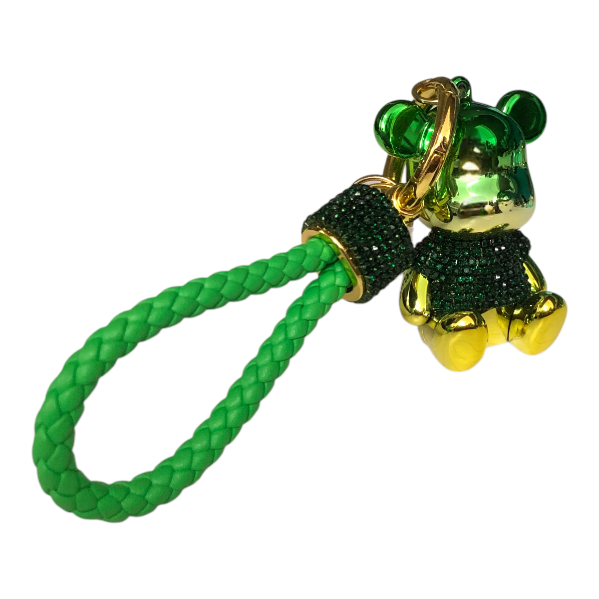 Llavero Osito Pedrería Verde Brilloso