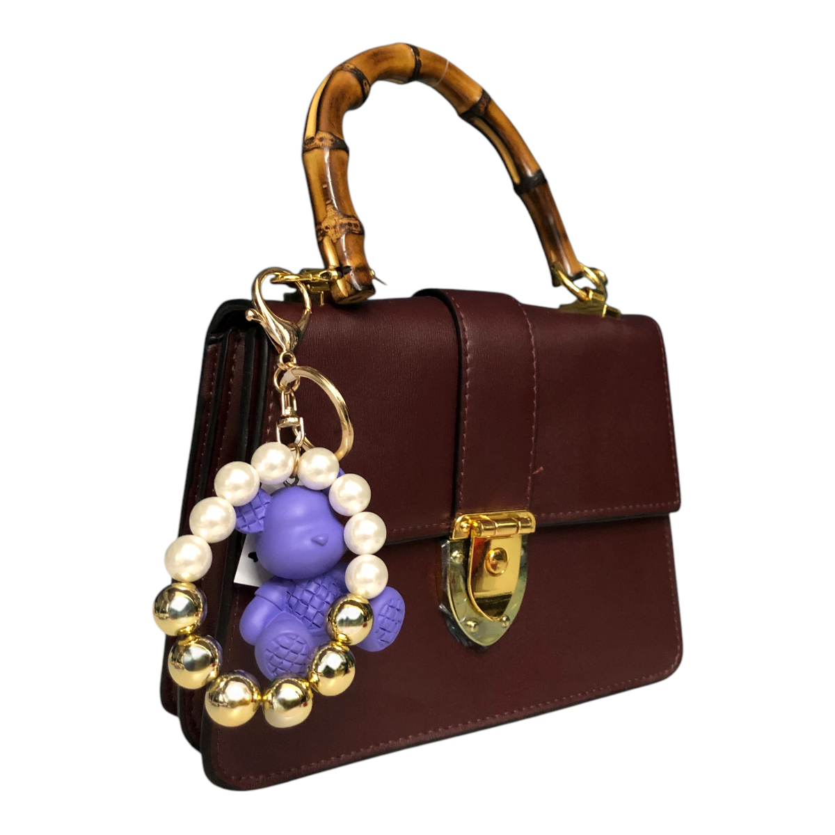 Llavero Morado Osito Con Pulsera