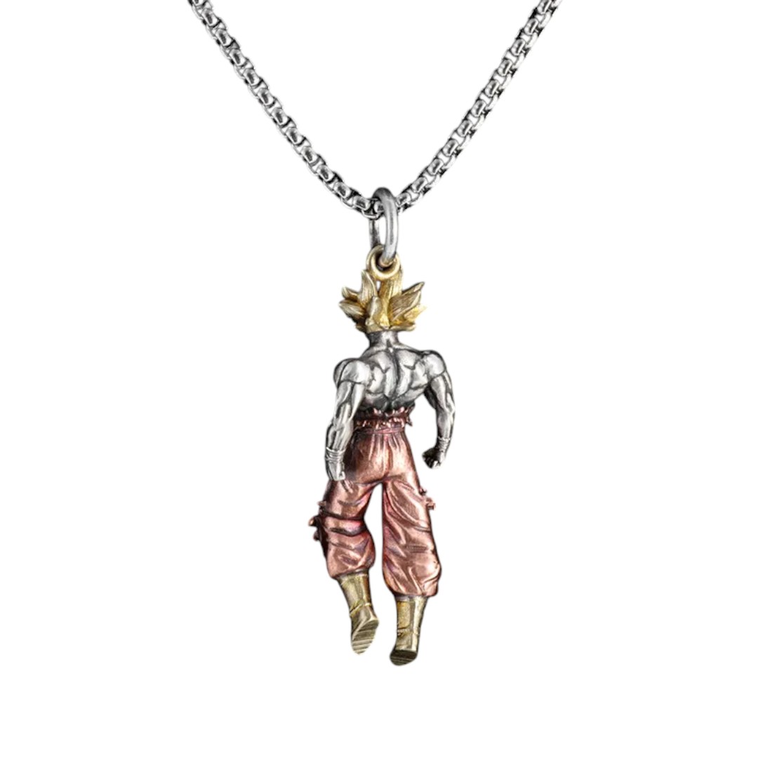 Collar de Guerrero de Metal Plateado con Carmín y Dorado para Caballero